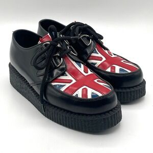 Underground England Wulfrun Creepers Union Jack Punk Platform‎ Shoes Size 7.5